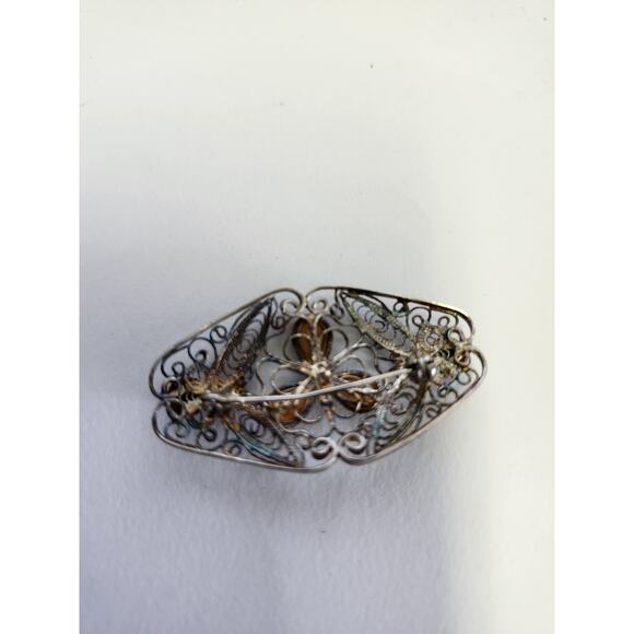 Vintage filigree sterling silver brooch - Picture 3 of 4